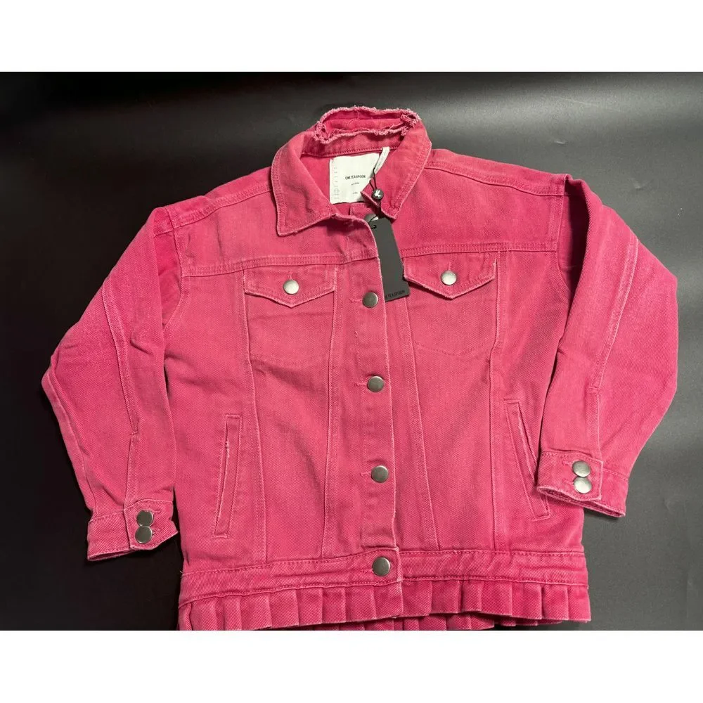 One Teaspoon NWT Girl's‎ All Star Denim Jacket in Ruby Size 9-10 MSRP $159